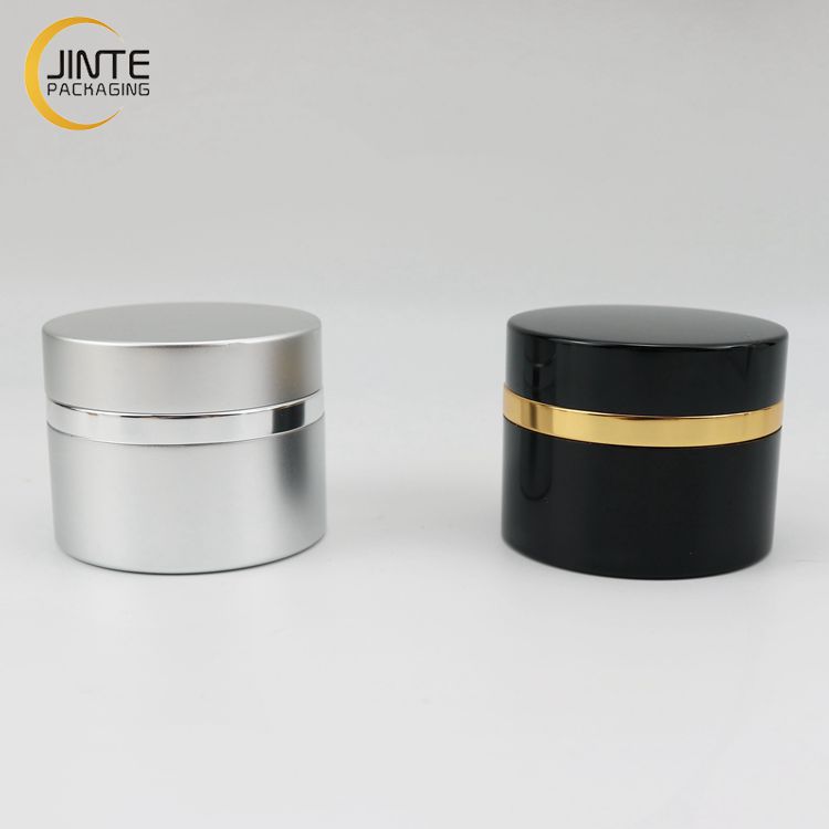 Cosmetic Aluminum Container Black Jar With PP Jar Inside For Cream Lip Scrub 5g-50g