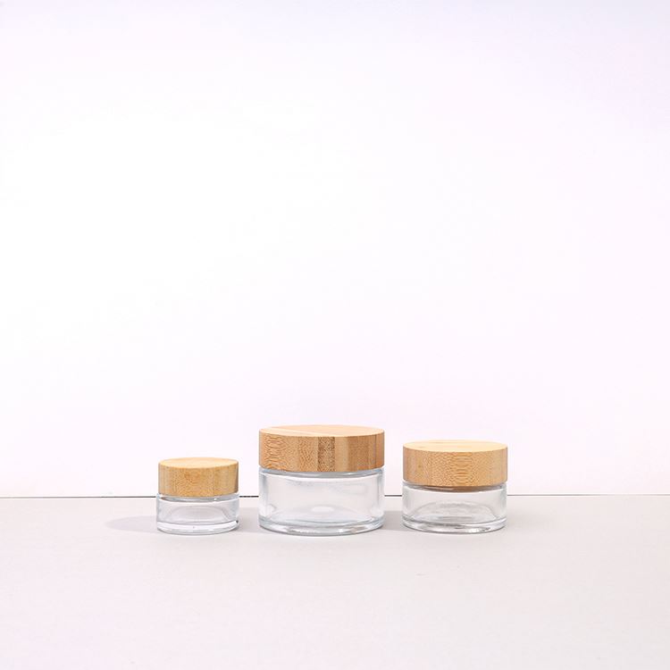 Cosmetic Bottles, Cosmetic Cream Jars for sal 1Oz 50ml Bamboo Small Makeup Containers, Glass Cream jar