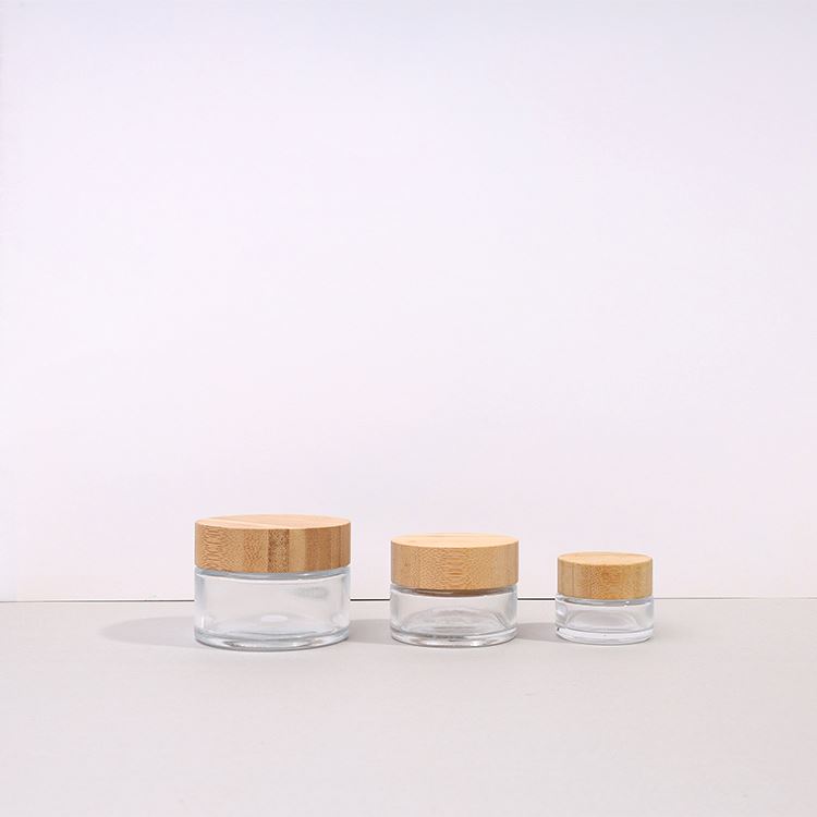Cosmetic Bottles, Cosmetic Cream Jars for sal 1Oz 50ml Bamboo Small Makeup Containers, Glass Cream jar