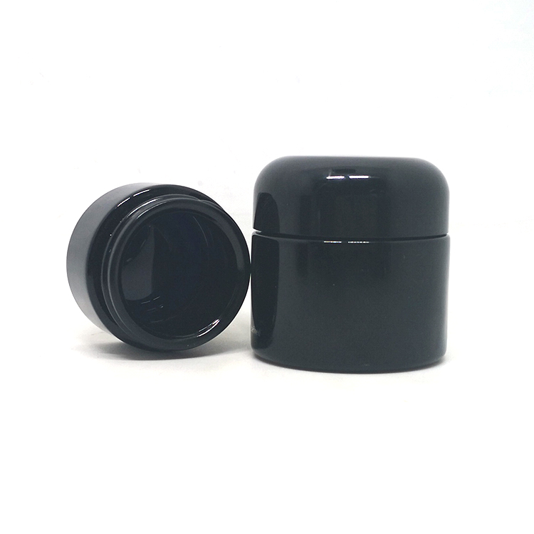 Cosmetic CBD herb cream packaging uv violet glass jar 250ml with black cap