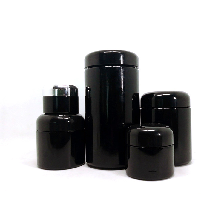 Cosmetic CBD herb cream packaging uv violet glass jar 250ml with black cap