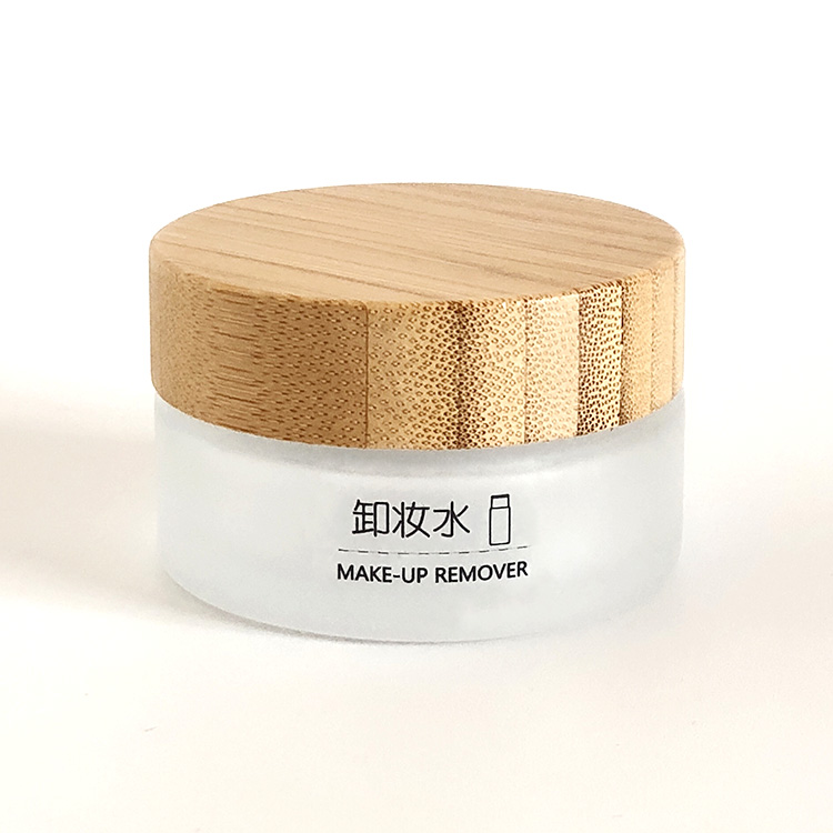 Cosmetic Clear 15ml 30ml 50ml 100ml Cream Wood Frosted Glass Jar With Bamboo Lid