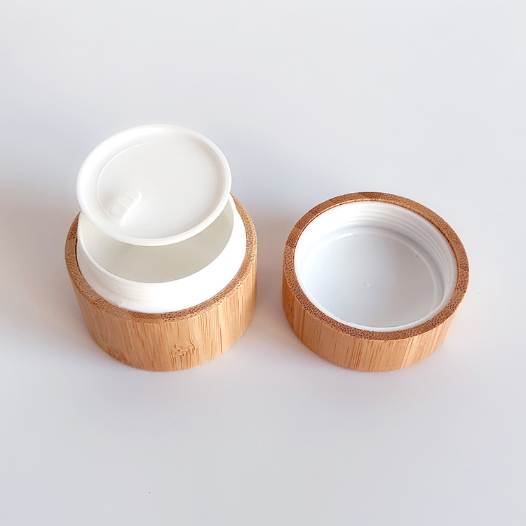 Cosmetic Clear 15ml 30ml 50ml 100ml Cream Wood Frosted Glass Jar With Bamboo Lid