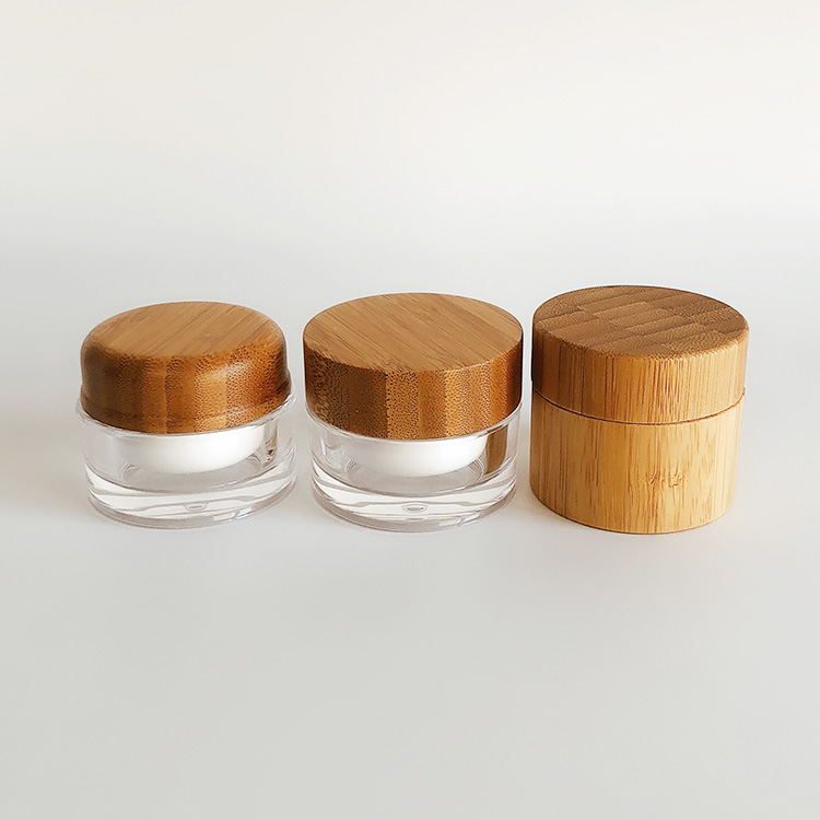 Cosmetic Clear 15ml 30ml 50ml 100ml Cream Wood Frosted Glass Jar With Bamboo Lid