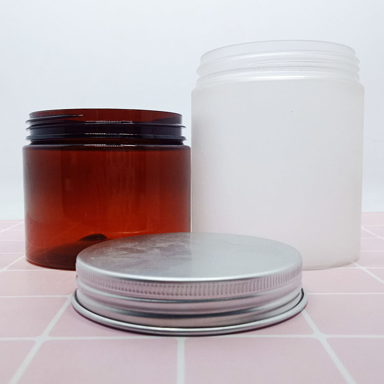 Cosmetic Container 50ml 60ml 100ml 120ml 200ml Clear and amber PET Plastic cream jar with white plastic lid