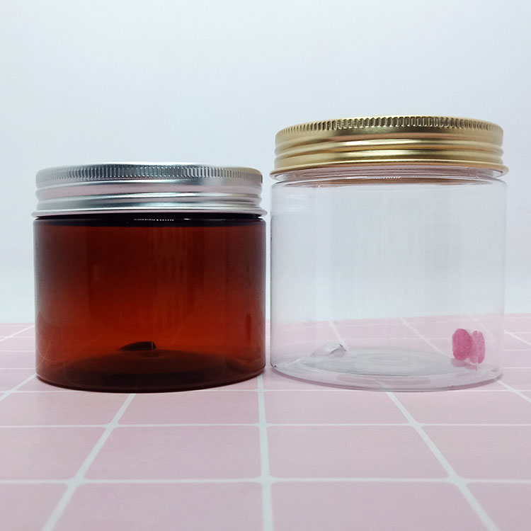 Cosmetic Container 50ml 60ml 100ml 120ml 200ml Clear and amber PET Plastic cream jar with white plastic lid