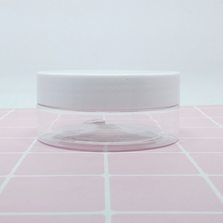 Cosmetic Container 50ml 60ml 100ml 120ml 200ml Clear and amber PET Plastic cream jar with white plastic lid