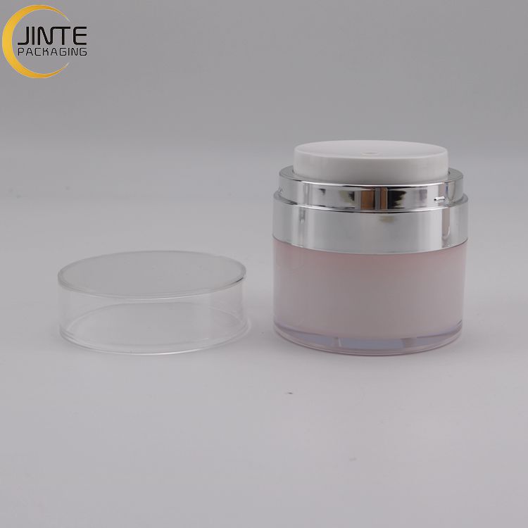 Cosmetic Container Airless Pink Jar With Inner Painted Outer Wall And Pump Perfect For Skincare Essential Cream15g-50g