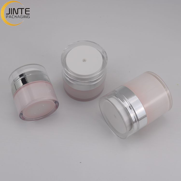 Cosmetic Container Airless Pink Jar With Inner Painted Outer Wall And Pump Perfect For Skincare Essential Cream15g-50g