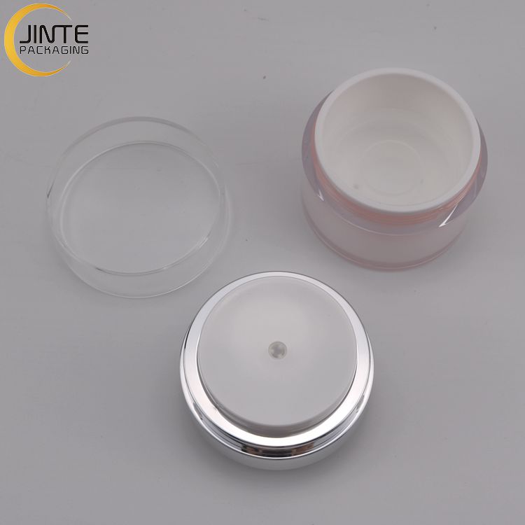 Cosmetic Container Airless Pink Jar With Inner Painted Outer Wall And Pump Perfect For Skincare Essential Cream15g-50g