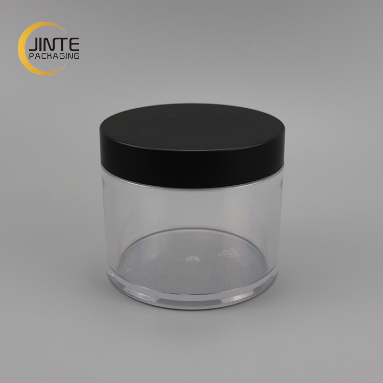 Cosmetic Container PETG Plastic Clear Jar With Black Lid Turquoise Lid