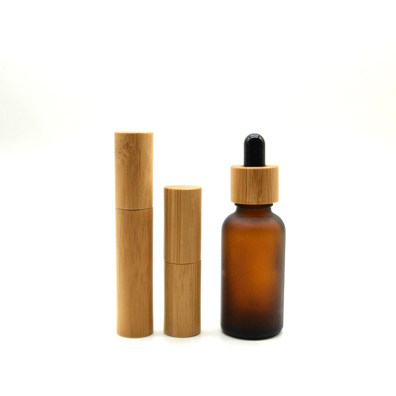 Cosmetic Containers 100% Organic Wood Bamboo Glass Jar/Bottle Cosmetic Packaging