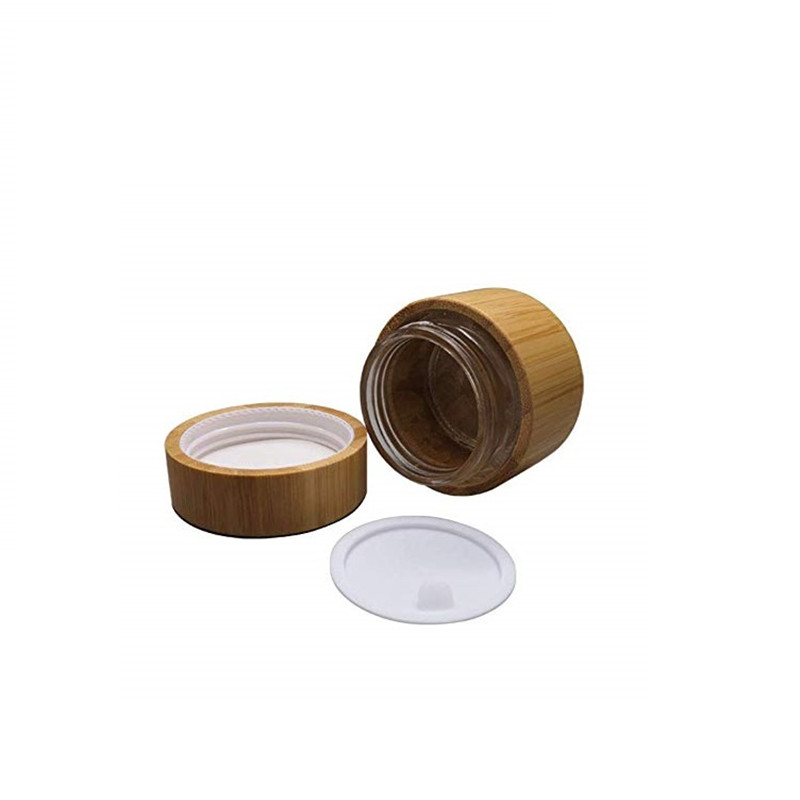 Cosmetic Containers 100% Organic Wood Bamboo Glass Jar/Bottle Cosmetic Packaging