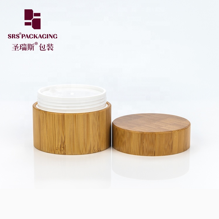 Cosmetic Containers 100g  Cream Bamboo Jar Cosmetic With PP Inner Lid