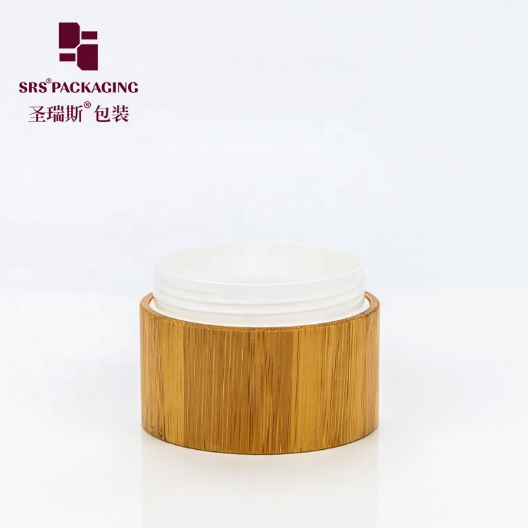 Cosmetic Containers 100g Cream Bamboo Jar Cosmetic With PP Inner Lid