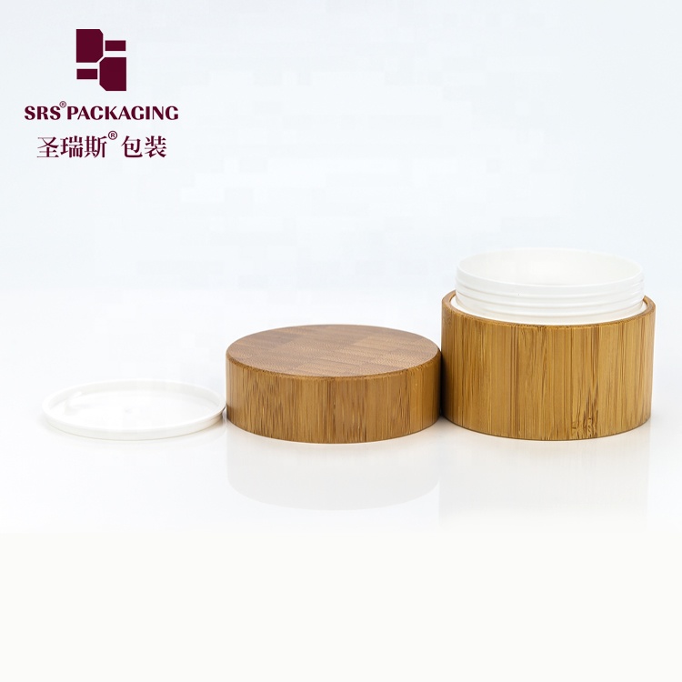 Cosmetic Containers 100g Cream Bamboo Jar Cosmetic With PP Inner Lid