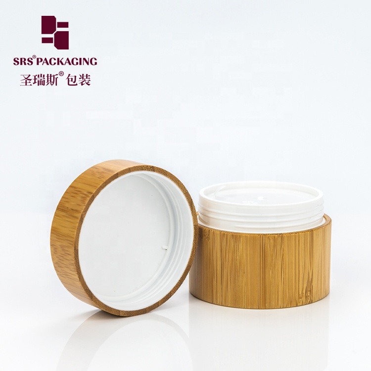 Cosmetic Containers 100g Cream Bamboo Jar Cosmetic With PP Inner Lid