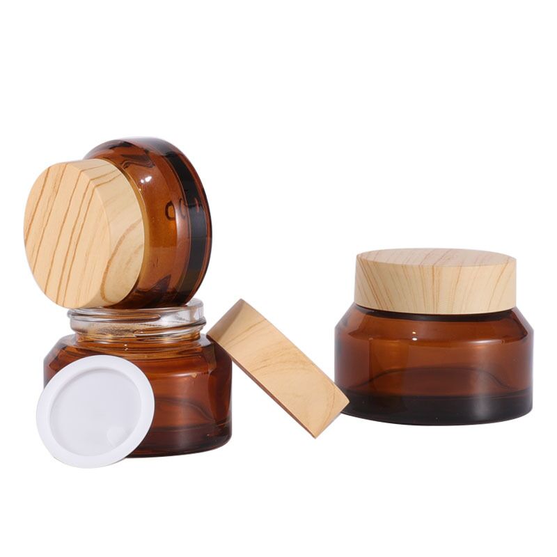 Cosmetic Containers 15g 30g 50g oblique shoulder bamboo Cream Jar