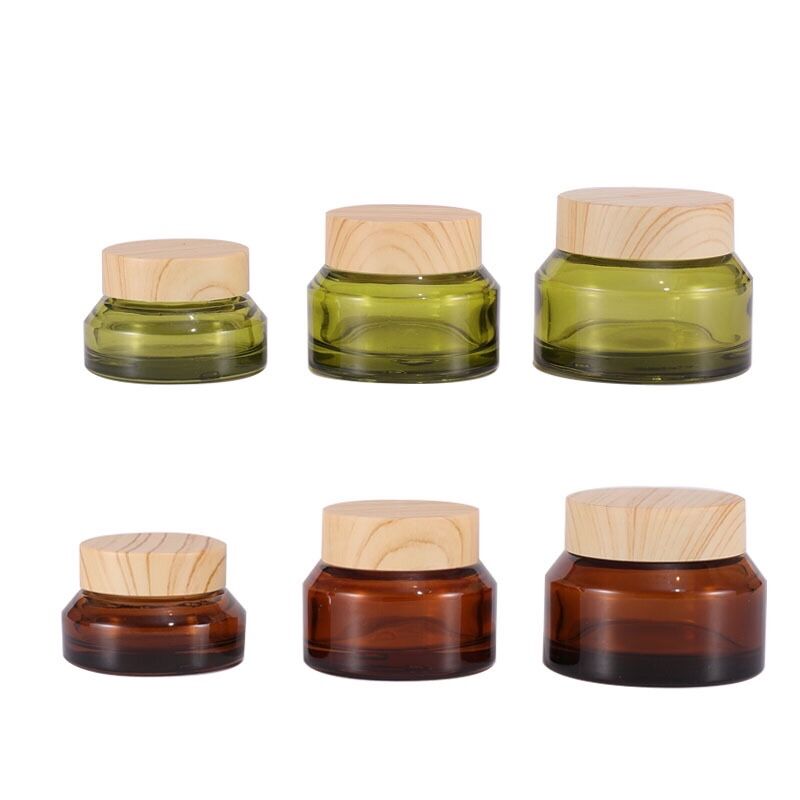 Cosmetic Containers 15g 30g 50g oblique shoulder bamboo Cream Jar