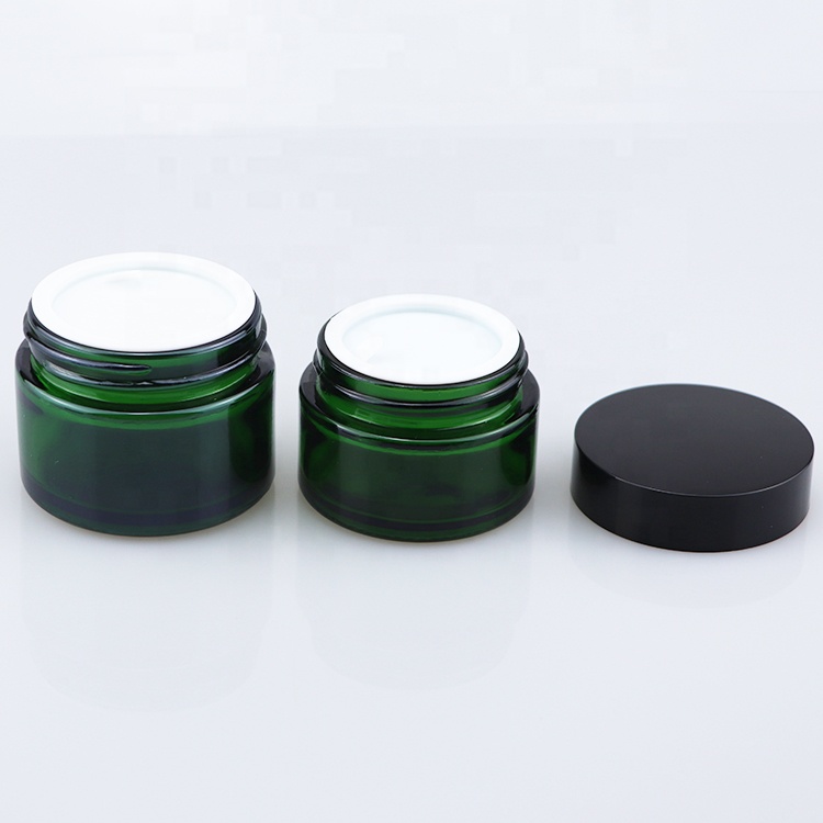Cosmetic Containers Empty 30g 50g Green Glass Cream Jar with Screw Cap