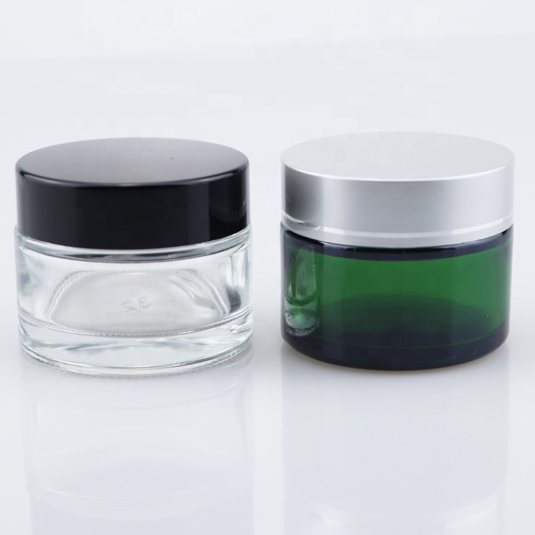 Cosmetic Containers Empty 30g 50g Green Glass Cream Jar with Screw Cap