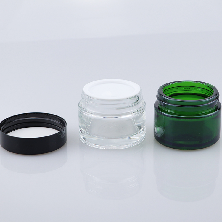 Cosmetic Containers Empty 30g 50g Green Glass Cream Jar with Screw Cap