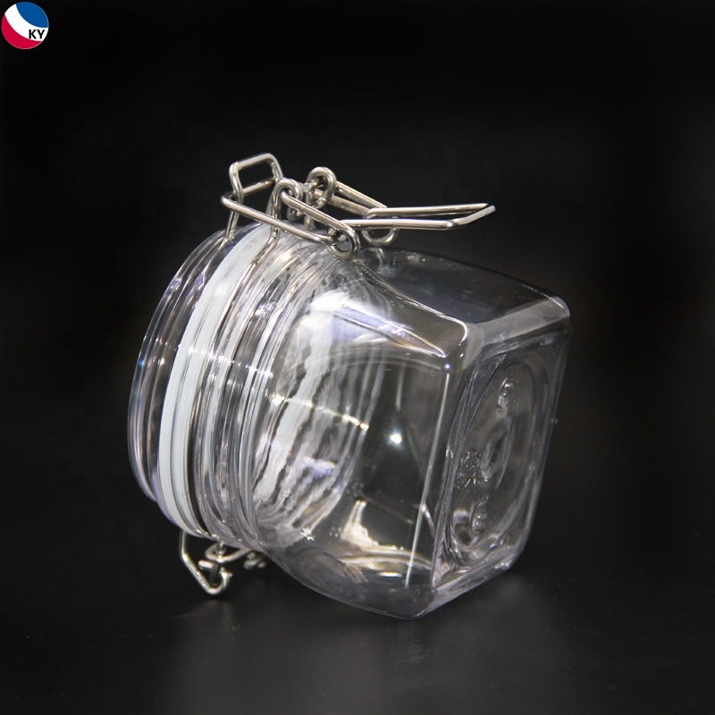 Cosmetic Containers Packaging Plastic Body Cream Jar 8 Oz 200Ml Swing Top Plastic Jar With Wooden Spoon