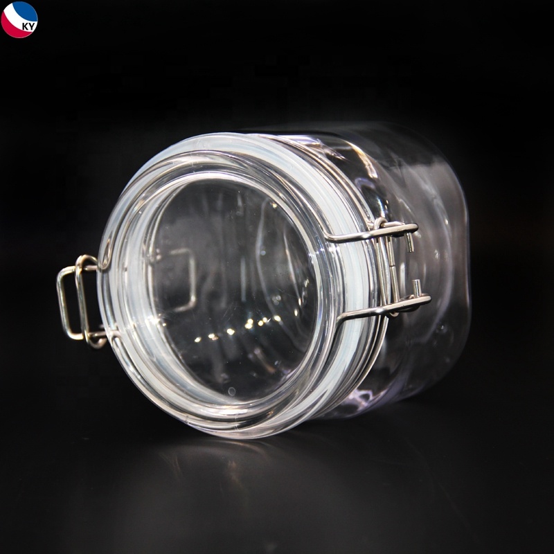 Cosmetic Containers Packaging Plastic Body Cream Jar 8 Oz 200Ml Swing Top Plastic Jar With Wooden Spoon