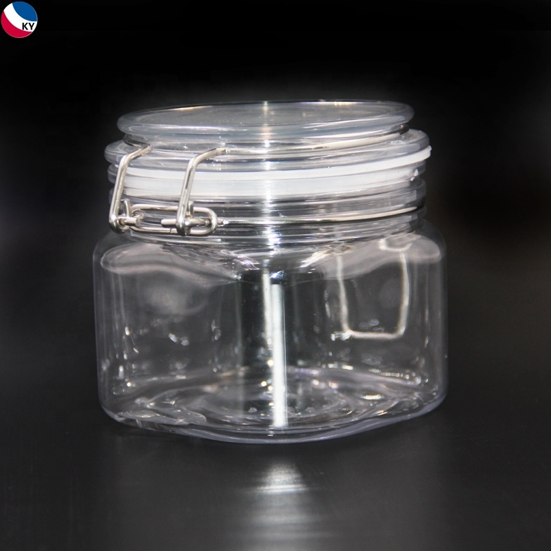 Cosmetic Containers Packaging Plastic Body Cream Jar 8 Oz 200Ml Swing Top Plastic Jar With Wooden Spoon