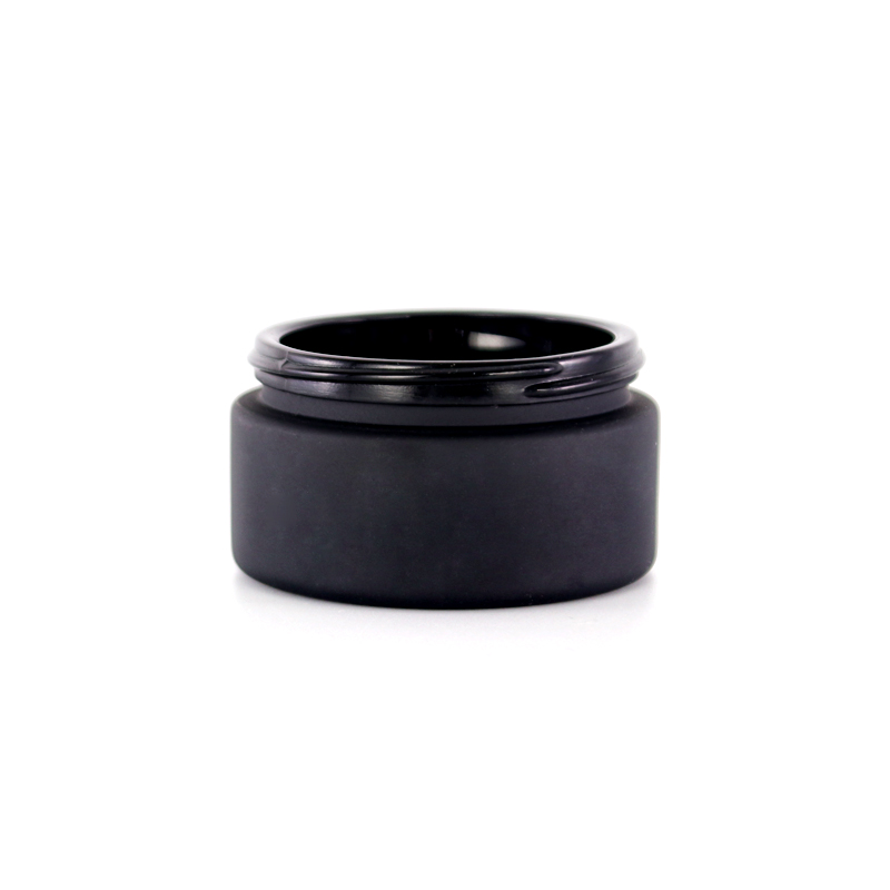 Cosmetic Cream Jar Frosted Matte Glass Black 40g Bamboo Plastic Screw Cap Round Shape Recyclable CN;JIA Wecome Provided Freely