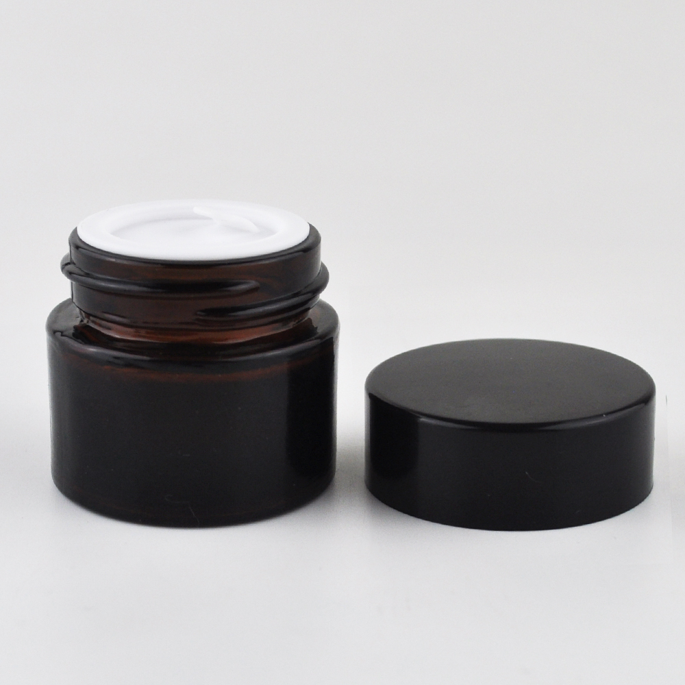 Cosmetic Cream Jars 5g 10g 15g 20g 30g 50g 100g 1oz 2oz Amber Glass Jar With Gold Silver Black Cap