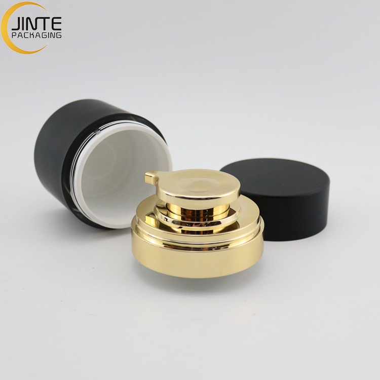 Cosmetic Cream Jars Packaging Black Airless Pump Bottle Jar Face Cream Container 30ml 50ml