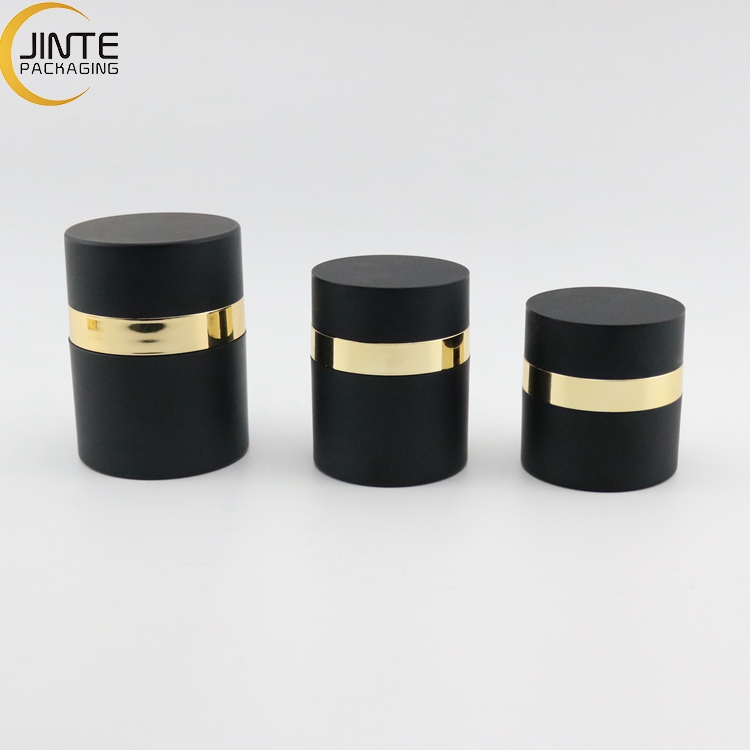 Cosmetic Cream Jars Packaging Black Airless Pump Bottle Jar Face Cream Container 30ml 50ml