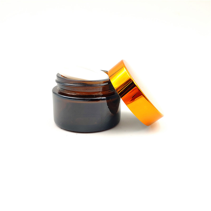 Cosmetic Cream Packaging Glass Jar Plastic Cap 10ml 20ml 30ml 50ml 100ml Amber Body