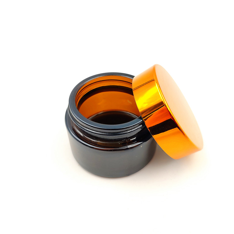 Cosmetic Cream Packaging Glass Jar Plastic Cap 10ml 20ml 30ml 50ml 100ml Amber Body