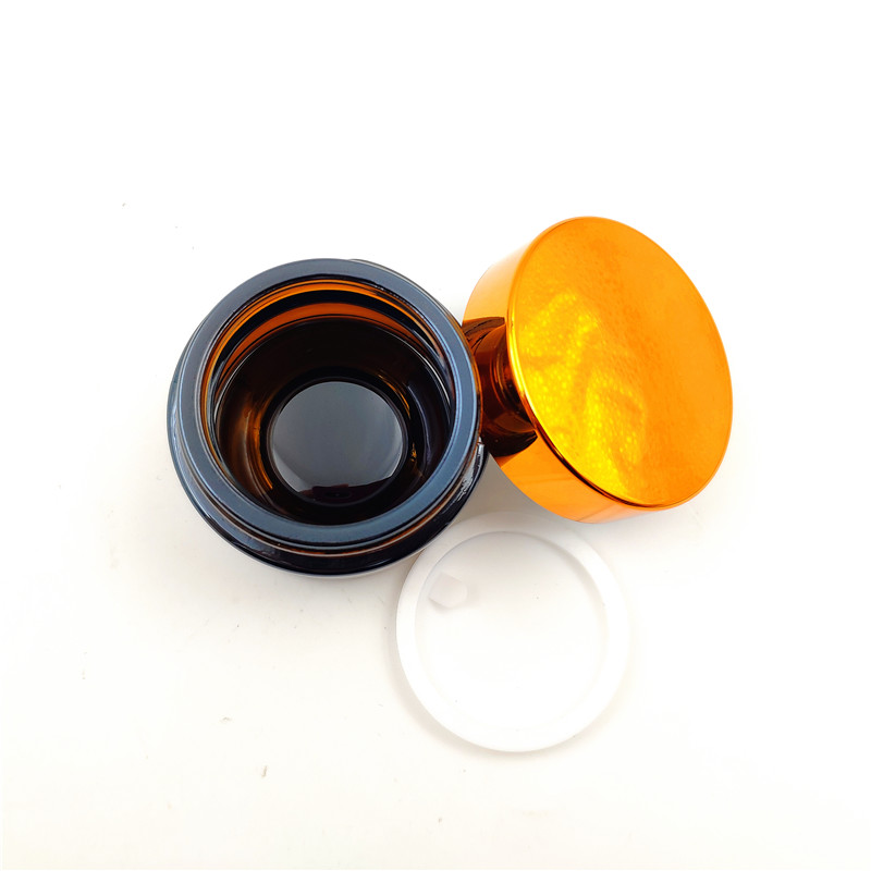 Cosmetic Cream Packaging Glass Jar Plastic Cap 10ml 20ml 30ml 50ml 100ml Amber Body