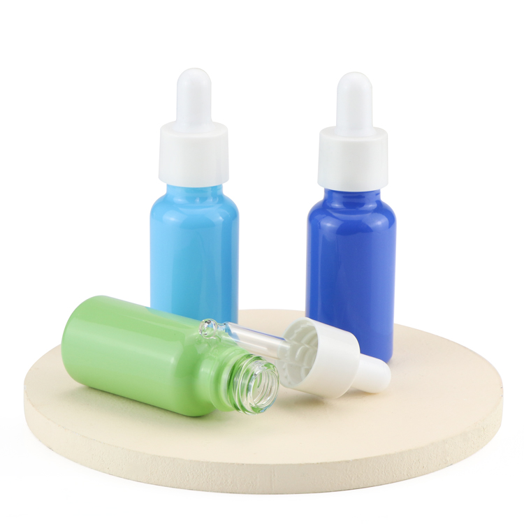 Cosmetic Custom Color Essential Oil Glass Bottle Colorful Rubber Dropper for Personal Care Serum 30ml