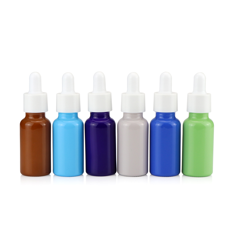 Cosmetic Custom Color Essential Oil Glass Bottle Colorful Rubber Dropper for Personal Care Serum 30ml