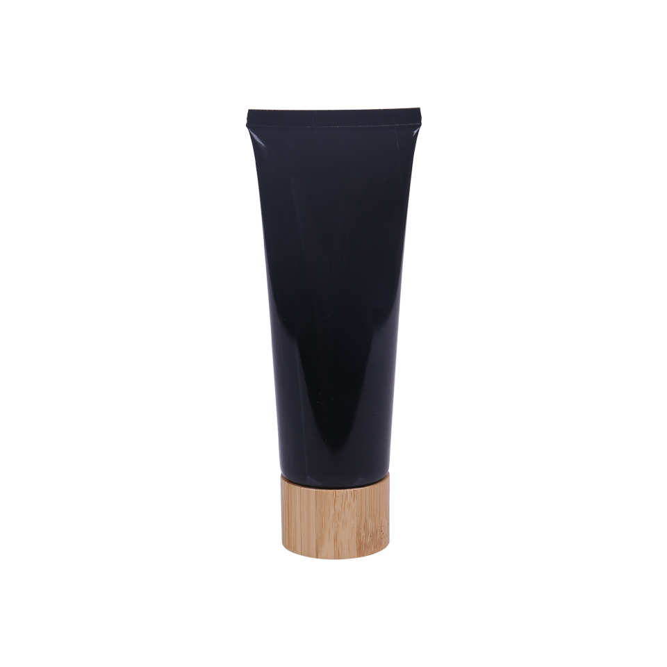 Cosmetic Eco-friendly 100ml Plastic Soft Squeeze Tube with Bamboo Cap for Skin Care Packaging
