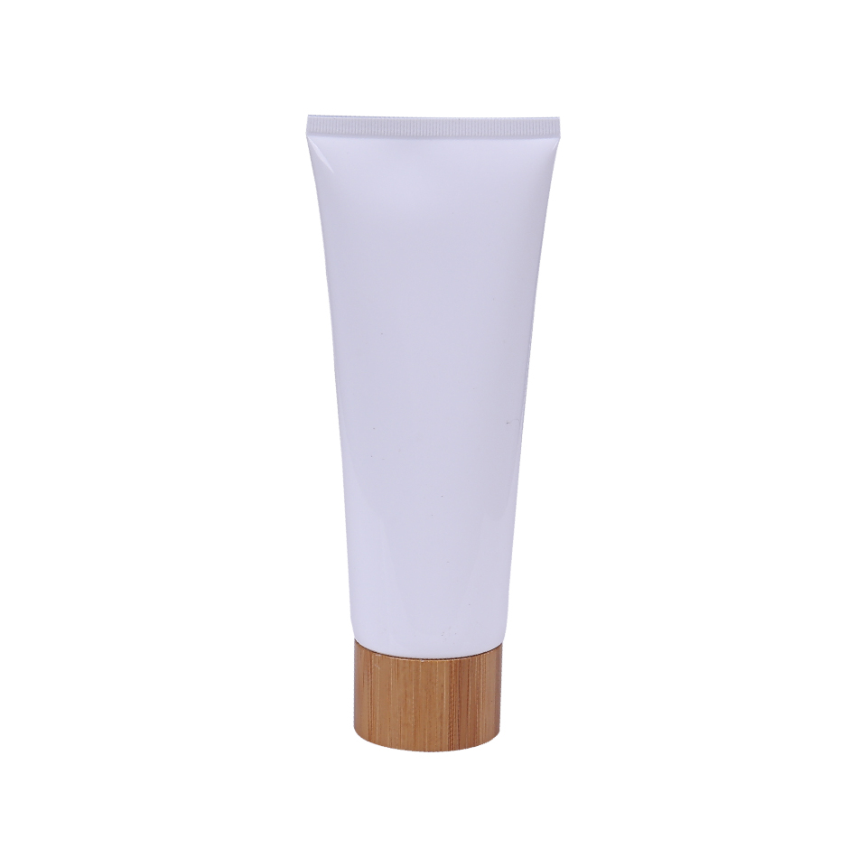 Cosmetic Eco-friendly 100ml Plastic Soft Squeeze Tube with Bamboo Cap for Skin Care Packaging