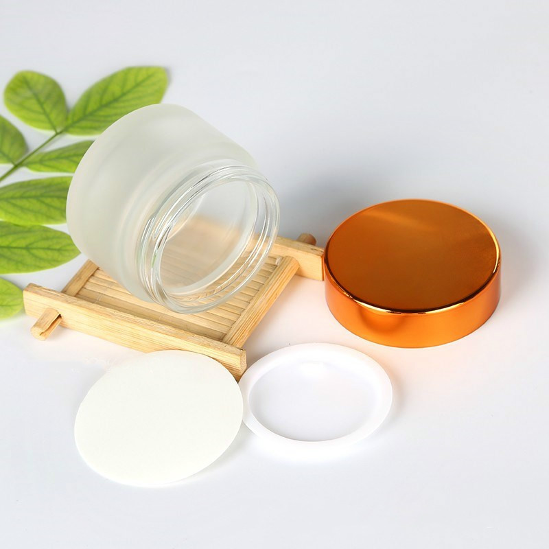 Cosmetic Empty Cream Packaging 1oz 2oz 3oz 4oz 5oz 6oz 8oz Body Lip Scrub Frosted Cosmetics Jar with Shiny Rose Gold Cap