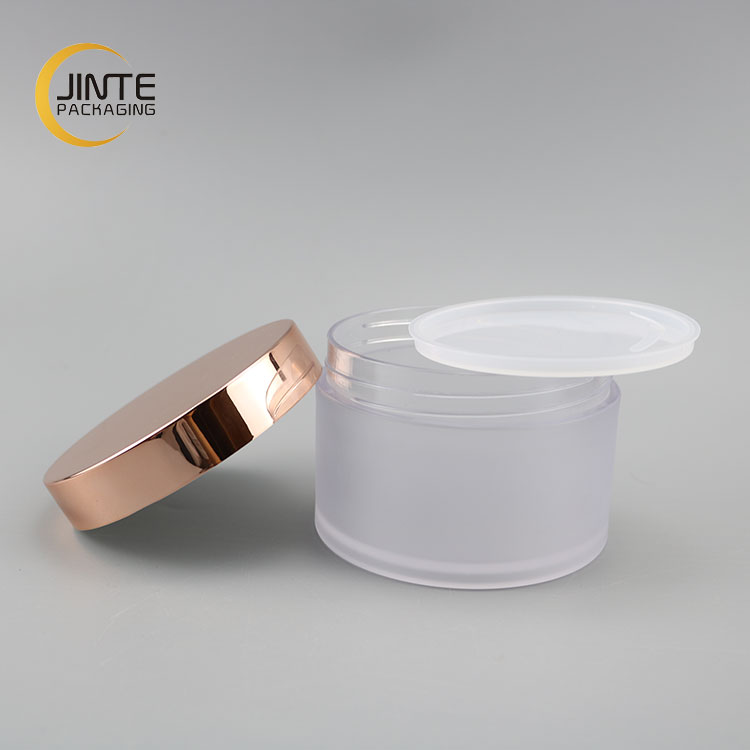 Cosmetic Empty Cream Packaging 30g 50g 100g Body Lip Scrub PETG Jar, Frosted Cometic Jars with Gold Cap