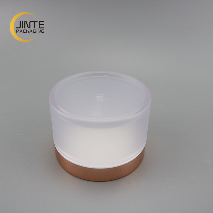 Cosmetic Empty Cream Packaging 30g 50g 100g Body Lip Scrub PETG Jar, Frosted Cometic Jars with Gold Cap