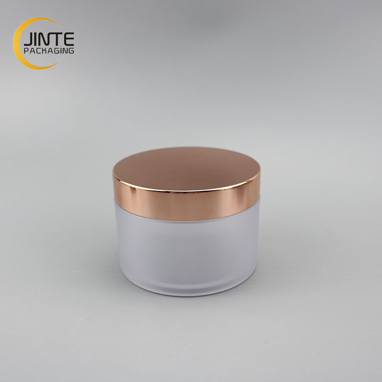 Cosmetic Empty Cream Packaging 30g 50g 100g Body Lip Scrub PETG Jar, Frosted Cometic Jars with Gold Cap