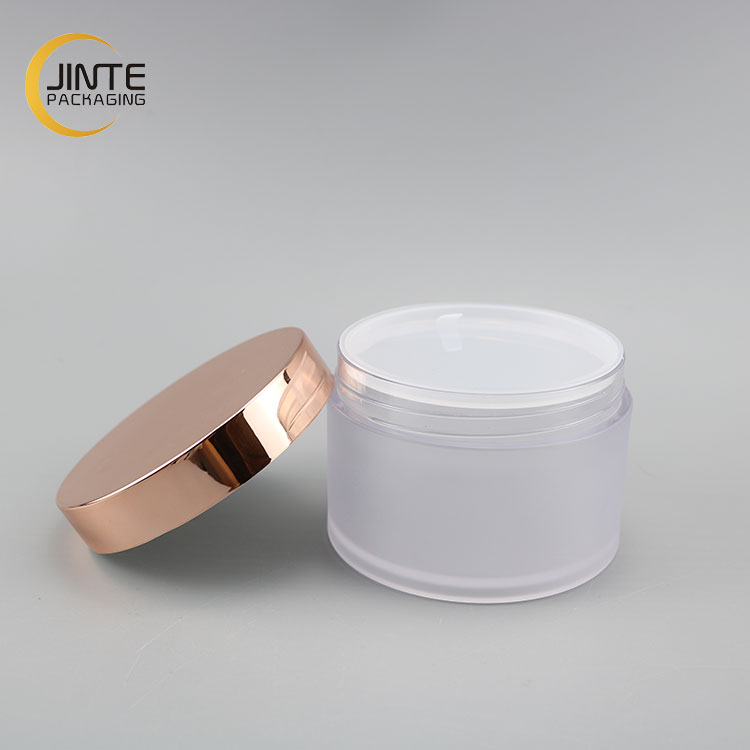 Cosmetic Empty Cream Packaging 30g 50g 100g Body Lip Scrub PETG Jar, Frosted Cometic Jars with Gold Cap