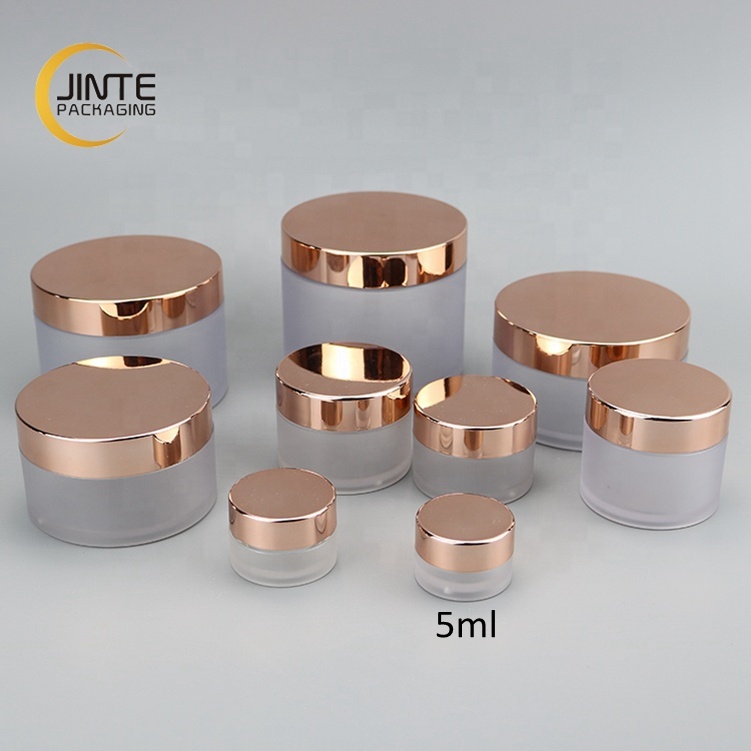 Cosmetic Empty Cream Packaging 50g Body Lip Scrub PETG Jar Frosted Cometic Jar with Shiny Rose Gold Cap