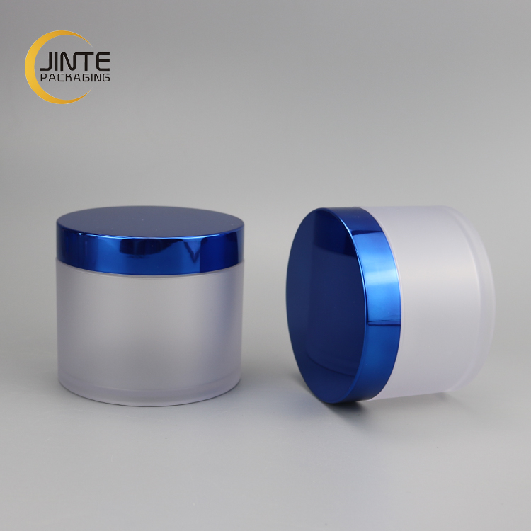 Cosmetic Empty Cream Packaging Acrylic Powder 50g Body Lip Scrub PETG Jar Frosted Cometic Jar with Shiny Lid