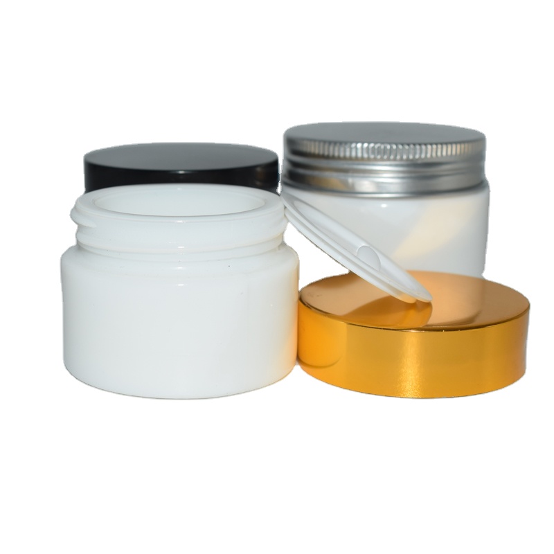 Cosmetic Essential Hair oil 15g 20g Luxury Opal White Porcelain Sample Glass Cream Jar with Gold screw cap