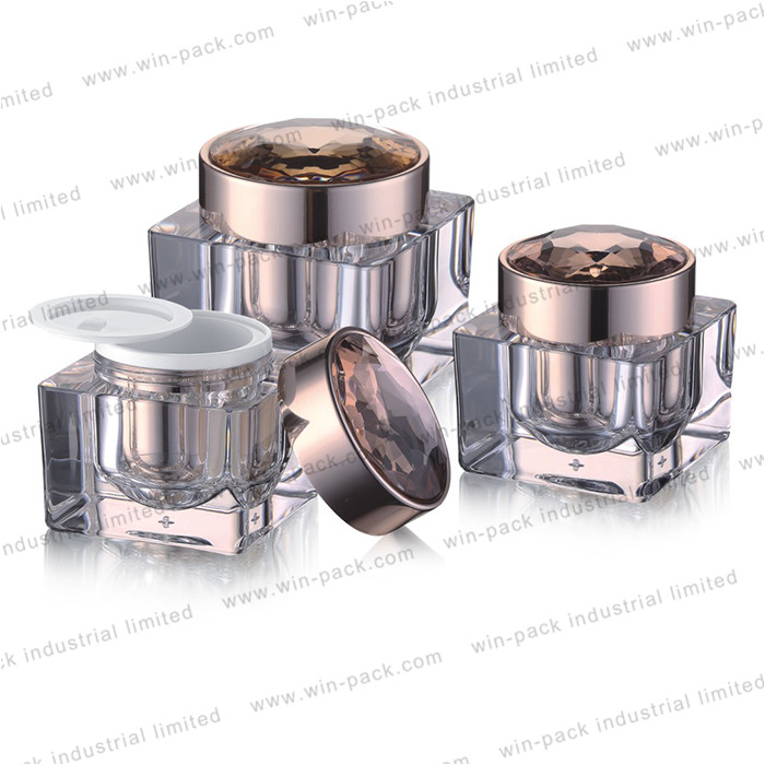 Cosmetic Eye Cream Acrylic Clear Jar With golden Lids 30g 50g