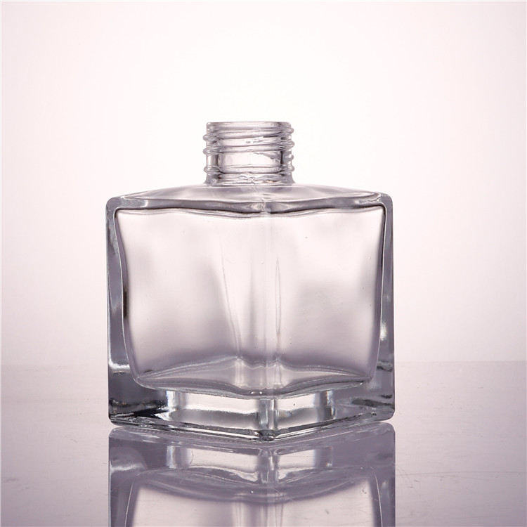 Cosmetic Flat sSquare 50ml 100ml refillable glass perfume spray bottle